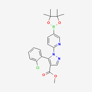 molecular formula C22H23BClN3O4 B7952783 Methyl 5-(2-chlorophenyl)-1-[5-(tetramethyl-1,3,2-dioxaborolan-2-yl)pyridin-2-yl]pyrazole-4-carboxylate 