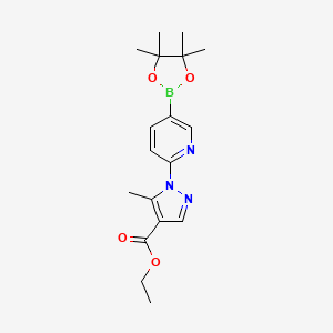 molecular formula C18H24BN3O4 B7952785 Ethyl 5-methyl-1-[5-(tetramethyl-1,3,2-dioxaborolan-2-yl)pyridin-2-yl]pyrazole-4-carboxylate 