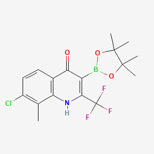 molecular formula C17H18BClF3NO3 B7952787 7-Chloro-8-methyl-3-(tetramethyl-1,3,2-dioxaborolan-2-yl)-2-(trifluoromethyl)quinolin-4-ol 