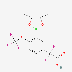 molecular formula C15H16BF5O5 B7952796 2,2-Difluoro-2-[3-(tetramethyl-1,3,2-dioxaborolan-2-yl)-4-(trifluoromethoxy)phenyl]acetic acid 