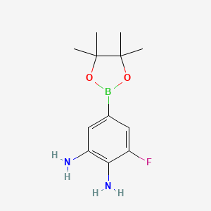 molecular formula C12H18BFN2O2 B7952810 3-Fluoro-5-(tetramethyl-1,3,2-dioxaborolan-2-yl)benzene-1,2-diamine 