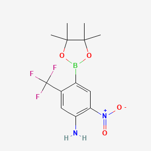molecular formula C13H16BF3N2O4 B7952815 2-Nitro-4-(tetramethyl-1,3,2-dioxaborolan-2-yl)-5-(trifluoromethyl)aniline 