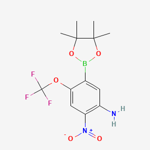 molecular formula C13H16BF3N2O5 B7952820 2-Nitro-5-(tetramethyl-1,3,2-dioxaborolan-2-yl)-4-(trifluoromethoxy)aniline 