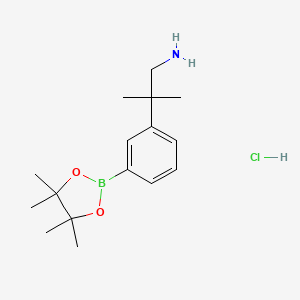 molecular formula C16H27BClNO2 B7952845 2-Methyl-2-[3-(tetramethyl-1,3,2-dioxaborolan-2-yl)phenyl]propan-1-amine hydrochloride 