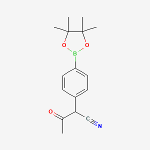 molecular formula C16H20BNO3 B7952854 3-Oxo-2-[4-(tetramethyl-1,3,2-dioxaborolan-2-yl)phenyl]butanenitrile 
