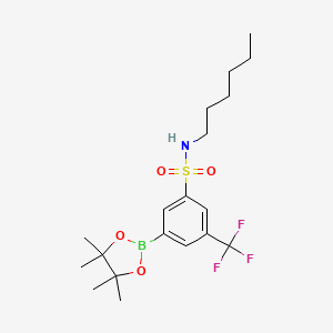 molecular formula C19H29BF3NO4S B7952877 N-Hexyl-3-(tetramethyl-1,3,2-dioxaborolan-2-yl)-5-(trifluoromethyl)benzenesulfonamide 