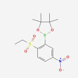 molecular formula C14H20BNO6S B7952916 2-[2-(Ethanesulfonyl)-5-nitrophenyl]-4,4,5,5-tetramethyl-1,3,2-dioxaborolane 
