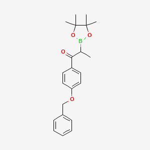 molecular formula C22H27BO4 B7952923 1-[4-(Benzyloxy)phenyl]-2-(tetramethyl-1,3,2-dioxaborolan-2-yl)propan-1-one 