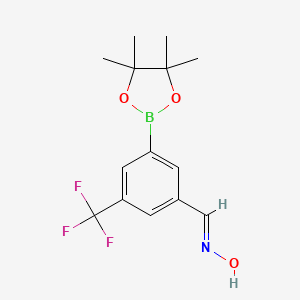 molecular formula C14H17BF3NO3 B7953009 (E)-N-{[3-(Tetramethyl-1,3,2-dioxaborolan-2-yl)-5-(trifluoromethyl)phenyl]methylidene}hydroxylamine 