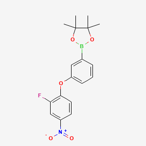molecular formula C18H19BFNO5 B7953026 2-[3-(2-Fluoro-4-nitrophenoxy)phenyl]-4,4,5,5-tetramethyl-1,3,2-dioxaborolane 