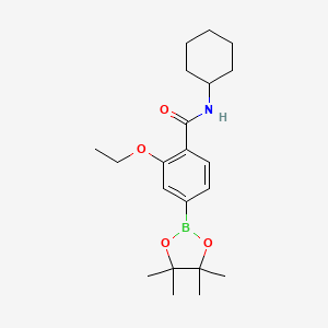 molecular formula C21H32BNO4 B7953027 N-Cyclohexyl-2-ethoxy-4-(tetramethyl-1,3,2-dioxaborolan-2-yl)benzamide 