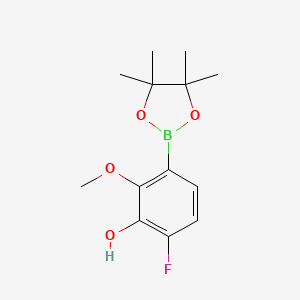 molecular formula C13H18BFO4 B7953041 6-Fluoro-2-methoxy-3-(tetramethyl-1,3,2-dioxaborolan-2-yl)phenol 