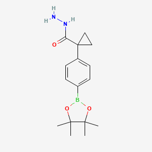 molecular formula C16H23BN2O3 B7953049 1-[4-(Tetramethyl-1,3,2-dioxaborolan-2-yl)phenyl]cyclopropane-1-carbohydrazide 
