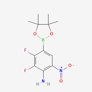 molecular formula C12H15BF2N2O4 B7953050 2,3-Difluoro-6-nitro-4-(tetramethyl-1,3,2-dioxaborolan-2-yl)aniline 
