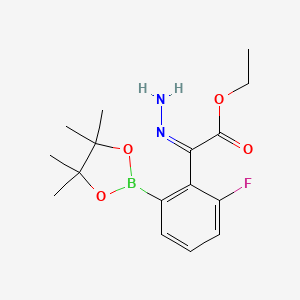 molecular formula C16H22BFN2O4 B7953060 Ethyl (2Z)-2-[2-fluoro-6-(tetramethyl-1,3,2-dioxaborolan-2-yl)phenyl]-2-hydrazinylideneacetate 