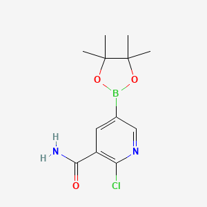 molecular formula C12H16BClN2O3 B7953071 2-Chloro-5-(tetramethyl-1,3,2-dioxaborolan-2-yl)pyridine-3-carboxamide 