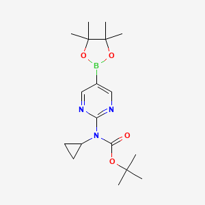 molecular formula C18H28BN3O4 B7953081 tert-Butyl N-cyclopropyl-N-[5-(tetramethyl-1,3,2-dioxaborolan-2-yl)pyrimidin-2-yl]carbamate 