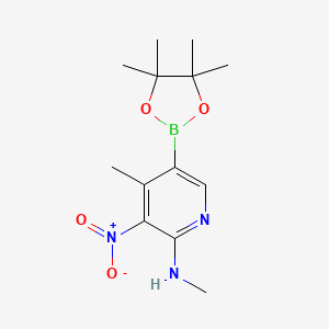 molecular formula C13H20BN3O4 B7953094 N,4-Dimethyl-3-nitro-5-(tetramethyl-1,3,2-dioxaborolan-2-yl)pyridin-2-amine 