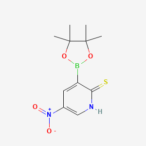molecular formula C11H15BN2O4S B7953103 5-Nitro-3-(tetramethyl-1,3,2-dioxaborolan-2-yl)pyridine-2-thiol 