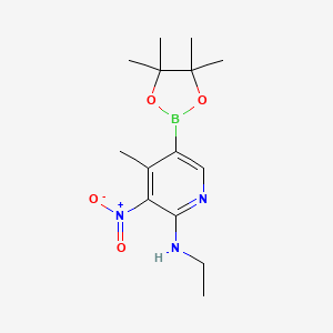 molecular formula C14H22BN3O4 B7953127 N-Ethyl-4-methyl-3-nitro-5-(tetramethyl-1,3,2-dioxaborolan-2-yl)pyridin-2-amine 