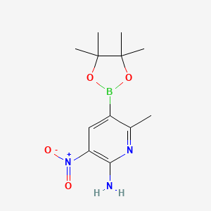 molecular formula C12H18BN3O4 B7953144 6-Methyl-3-nitro-5-(tetramethyl-1,3,2-dioxaborolan-2-yl)pyridin-2-amine 