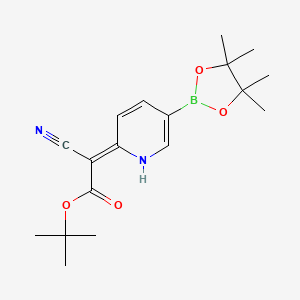 molecular formula C18H25BN2O4 B7953153 tert-Butyl 2-cyano-2-[(2Z)-5-(tetramethyl-1,3,2-dioxaborolan-2-yl)-1H-pyridin-2-ylidene]acetate 