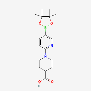 molecular formula C17H25BN2O4 B7953179 1-[5-(Tetramethyl-1,3,2-dioxaborolan-2-yl)pyridin-2-yl]piperidine-4-carboxylic acid 