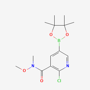 molecular formula C14H20BClN2O4 B7953186 2-Chloro-N-methoxy-N-methyl-5-(tetramethyl-1,3,2-dioxaborolan-2-yl)pyridine-3-carboxamide 