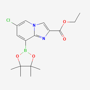 molecular formula C16H20BClN2O4 B7953200 Ethyl 6-chloro-8-(tetramethyl-1,3,2-dioxaborolan-2-yl)imidazo[1,2-a]pyridine-2-carboxylate 