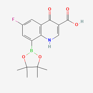 molecular formula C16H17BFNO5 B7953202 6-Fluoro-4-hydroxy-8-(tetramethyl-1,3,2-dioxaborolan-2-yl)quinoline-3-carboxylic acid 