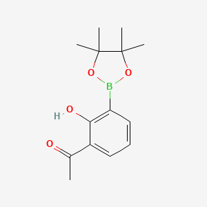 molecular formula C14H19BO4 B7953216 1-[2-Hydroxy-3-(tetramethyl-1,3,2-dioxaborolan-2-yl)phenyl]ethanone 