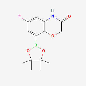molecular formula C14H17BFNO4 B7953246 6-Fluoro-8-(tetramethyl-1,3,2-dioxaborolan-2-yl)-2,4-dihydro-1,4-benzoxazin-3-one 
