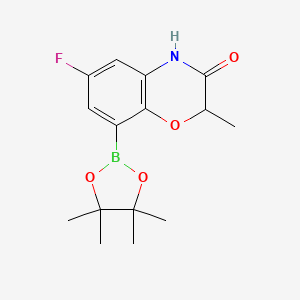 molecular formula C15H19BFNO4 B7953247 6-Fluoro-2-methyl-8-(tetramethyl-1,3,2-dioxaborolan-2-yl)-2,4-dihydro-1,4-benzoxazin-3-one 