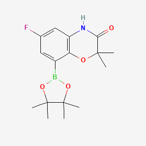 molecular formula C16H21BFNO4 B7953250 6-Fluoro-2,2-dimethyl-8-(tetramethyl-1,3,2-dioxaborolan-2-yl)-4H-1,4-benzoxazin-3-one 
