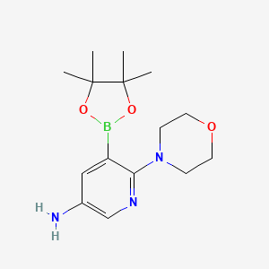 molecular formula C15H24BN3O3 B7953255 6-(Morpholin-4-yl)-5-(tetramethyl-1,3,2-dioxaborolan-2-yl)pyridin-3-amine 