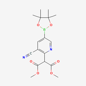 molecular formula C17H21BN2O6 B7953263 1,3-Dimethyl 2-[3-cyano-5-(tetramethyl-1,3,2-dioxaborolan-2-yl)pyridin-2-yl]propanedioate 
