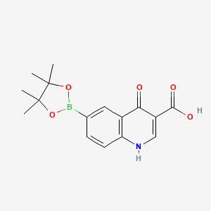 molecular formula C16H18BNO5 B7953269 4-Hydroxy-6-(tetramethyl-1,3,2-dioxaborolan-2-yl)quinoline-3-carboxylic acid 