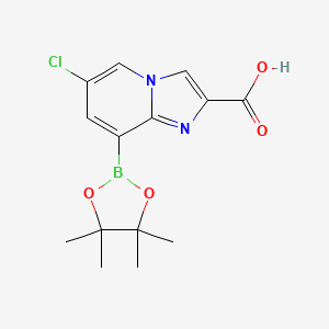 molecular formula C14H16BClN2O4 B7953272 6-Chloro-8-(tetramethyl-1,3,2-dioxaborolan-2-yl)imidazo[1,2-a]pyridine-2-carboxylic acid 
