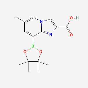 molecular formula C15H19BN2O4 B7953275 6-Methyl-8-(tetramethyl-1,3,2-dioxaborolan-2-yl)imidazo[1,2-a]pyridine-2-carboxylic acid 
