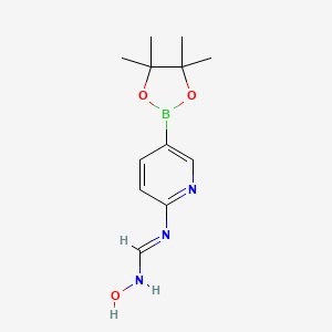 molecular formula C12H18BN3O3 B7953285 (E)-N'-Hydroxy-N-[5-(tetramethyl-1,3,2-dioxaborolan-2-yl)pyridin-2-yl]methanimidamide 
