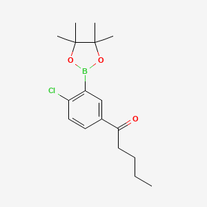 molecular formula C17H24BClO3 B7953300 1-[4-Chloro-3-(tetramethyl-1,3,2-dioxaborolan-2-yl)phenyl]pentan-1-one 