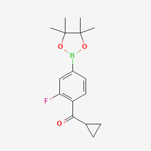 molecular formula C16H20BFO3 B7953311 2-(4-Cyclopropanecarbonyl-3-fluorophenyl)-4,4,5,5-tetramethyl-1,3,2-dioxaborolane 