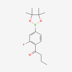 molecular formula C16H22BFO3 B7953314 1-[2-Fluoro-4-(tetramethyl-1,3,2-dioxaborolan-2-yl)phenyl]butan-1-one 