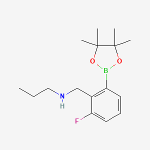 molecular formula C16H25BFNO2 B7953345 {[2-Fluoro-6-(tetramethyl-1,3,2-dioxaborolan-2-yl)phenyl]methyl}(propyl)amine 