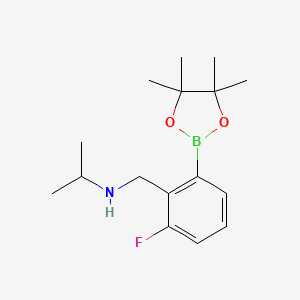 molecular formula C16H25BFNO2 B7953350 {[2-Fluoro-6-(tetramethyl-1,3,2-dioxaborolan-2-yl)phenyl]methyl}(isopropyl)amine 