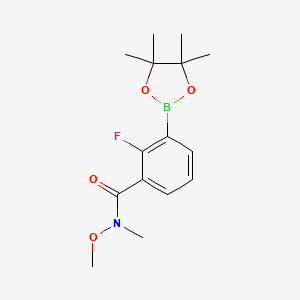 molecular formula C15H21BFNO4 B7953356 2-Fluoro-N-methoxy-N-methyl-3-(tetramethyl-1,3,2-dioxaborolan-2-yl)benzamide 