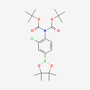 molecular formula C22H33BClNO6 B7953369 tert-Butyl N-[(tert-butoxy)carbonyl]-N-[2-chloro-4-(tetramethyl-1,3,2-dioxaborolan-2-yl)phenyl]carbamate 