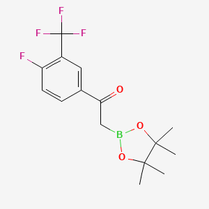 molecular formula C15H17BF4O3 B7953387 1-[4-Fluoro-3-(trifluoromethyl)phenyl]-2-(tetramethyl-1,3,2-dioxaborolan-2-yl)ethanone 