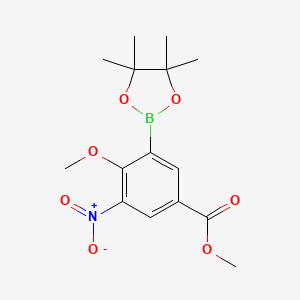 molecular formula C15H20BNO7 B7953393 Methyl 4-methoxy-3-nitro-5-(tetramethyl-1,3,2-dioxaborolan-2-yl)benzoate 