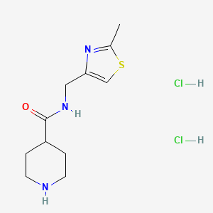 molecular formula C11H19Cl2N3OS B7953518 N-[(2-Methyl-1,3-thiazol-4-yl)methyl]piperidine-4-carboxamide dihydrochloride 